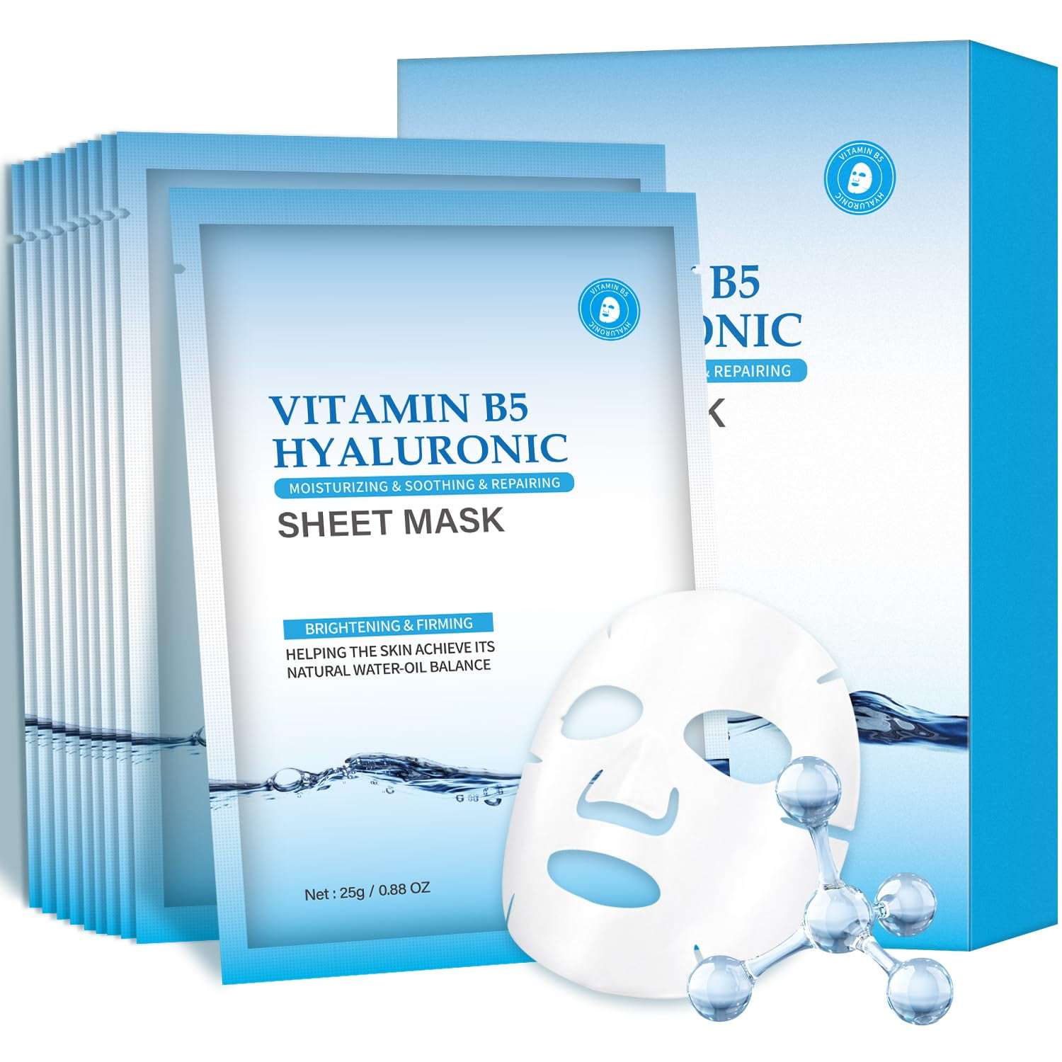 Mascarilla Facial Hidratante Irev Con Ácido Hialurónico B5, Paquete De 10