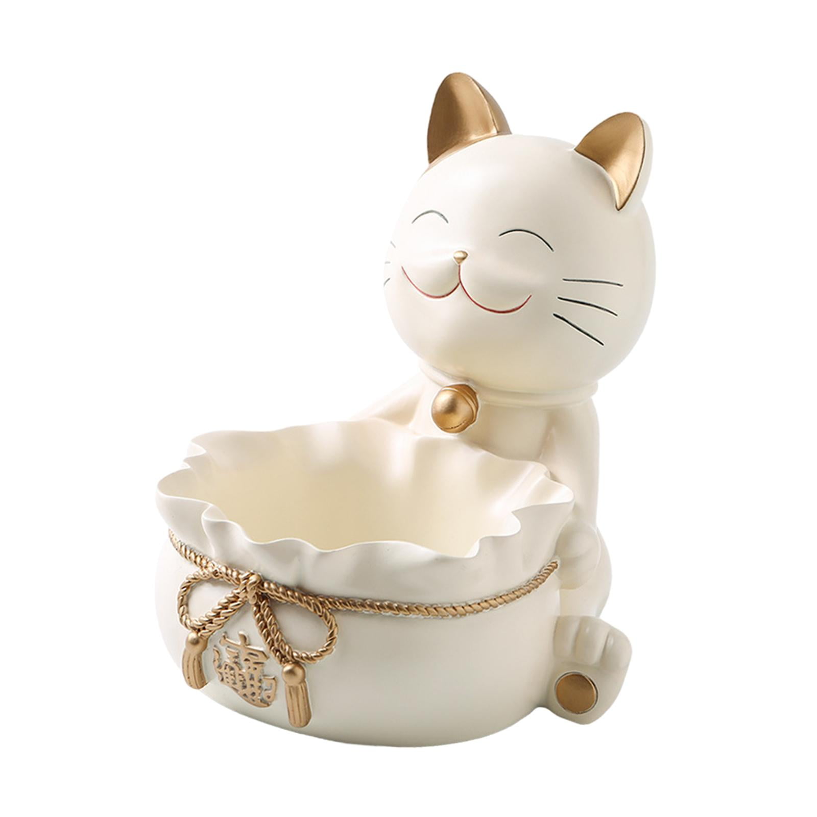 Magideal - Soporte De Estatua De Gato De Resina, Cuenco, Bandejas Decorativas Para Dulces, Bandeja De Almacenamiento, Soporte De Escultura De Gato Para Contar Crema
