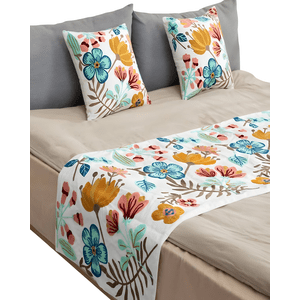 Genérico - Piecera Bordada Con Dos Fundas Blanco 05