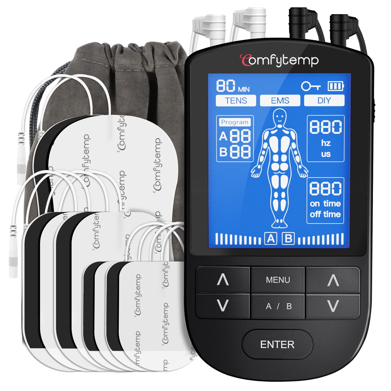 Comfytemp Estimulador Muscular Tens De 4 Salidas Con 24 Modos