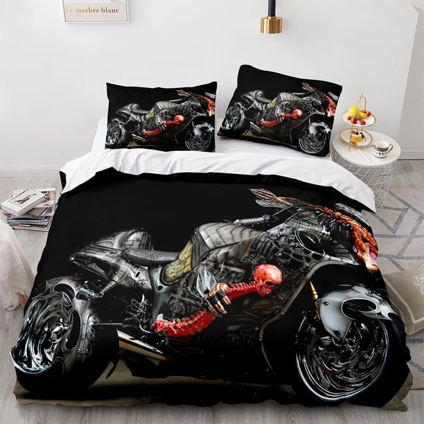 Motorcycle Bedding Set Single Twin Full Queen King Size Wild race Bed Set Aldult Kid Bedroom Duvetcover Sets Cool 3Bed Sheets