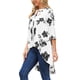 thumbnail image 4 of INSPIRE CHIC Blusa Casual Elegante de Mujer con Tops Asimétricos Florales de Manga 3/4, Cuello en V, Suelta, con Botones, Larga por Detrás, Talla L, Blanca, 4 of 5