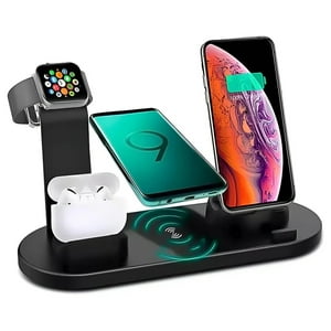 Genérica - Cargador Inalámbrico 3 En 1 Compatible Iphone Con Carga Rápida Negro