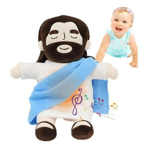 Genérica - Peluche De Jesús Que Respiras Con Música Y Luces 40Cm . Azul