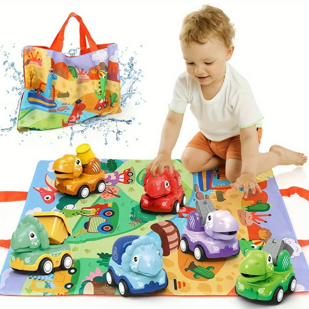 6-Piece Friction-Powered Dinosaur Cars Set - Perfect Birthday Gift for 2 Year Old Boys & Girls!