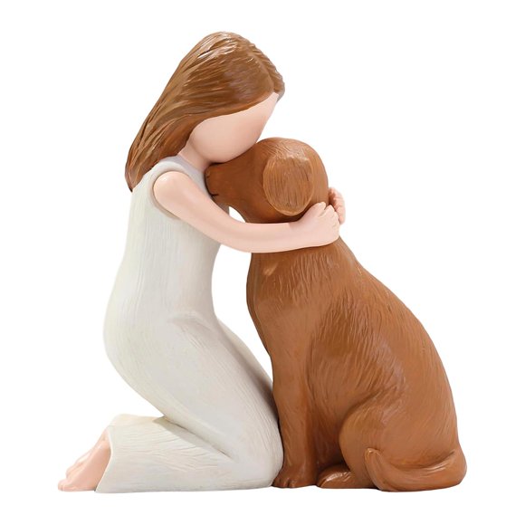 Figura De Humano Y Perro, Decoración Del Hogar, Estante, Figura De Escritorio, Estatua De Resina Para Niña Y Perro