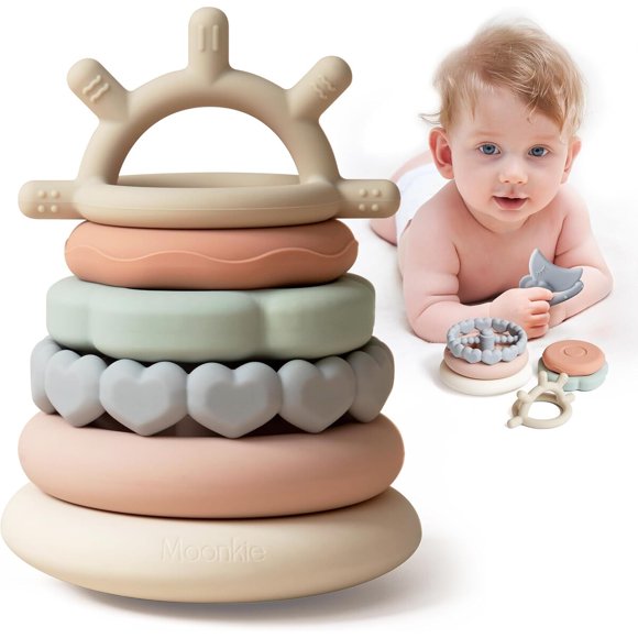 Moonkie Stacks of Circles Soft Teething Toy Educational Learning Rings