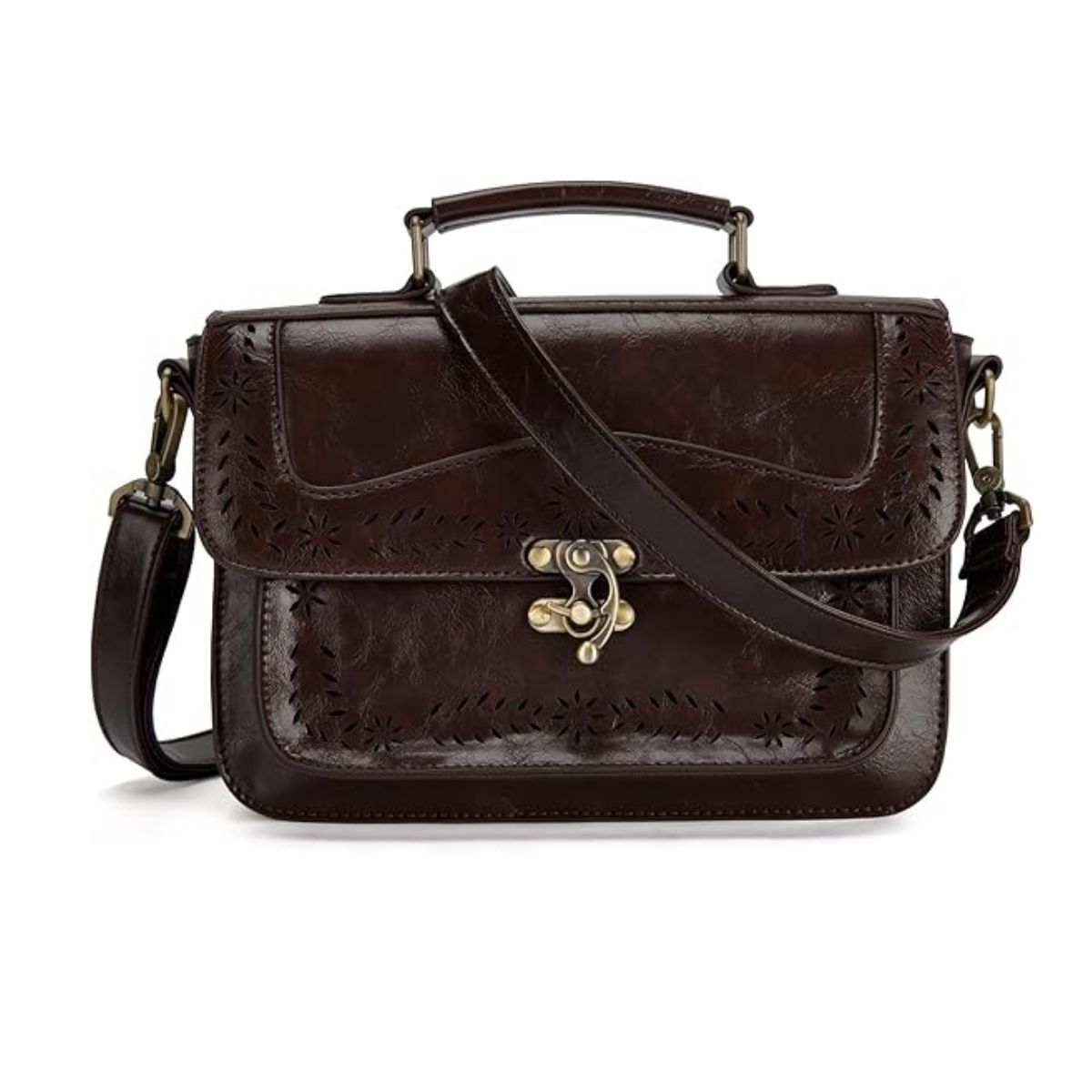 Ecosusi Bolso Bandolera Perforado Para Mujer Ipad Mini 7,9""- Café Oscuro