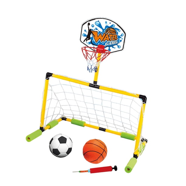 Juego de piscina inflable de waterpolo con portería de fútbol, pelota y bomba. Material PP de alta resistencia. Uso en múltiples escenas. Adecuado para niños, adultos y 56x48x78cm