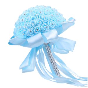 Magideal - De Boda Para Novia, Flores Artificiales, Accesorios De Boda, Ramo De Tiro De Boda Romántico, Ramo De Boda De Celebración Nupcial Para Vacaciones Azul