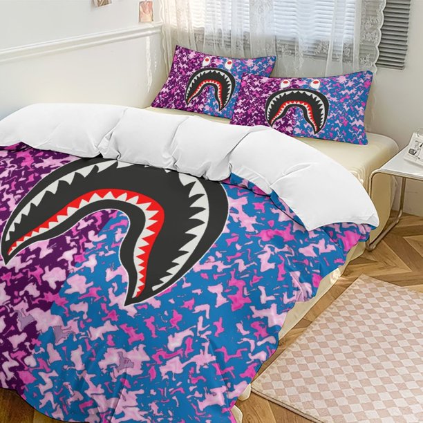 Abstract Pink Blue Bape Shake Camo Comforter Set Soft 3 Pcs Twin Bedding Sets Thicken for All Season