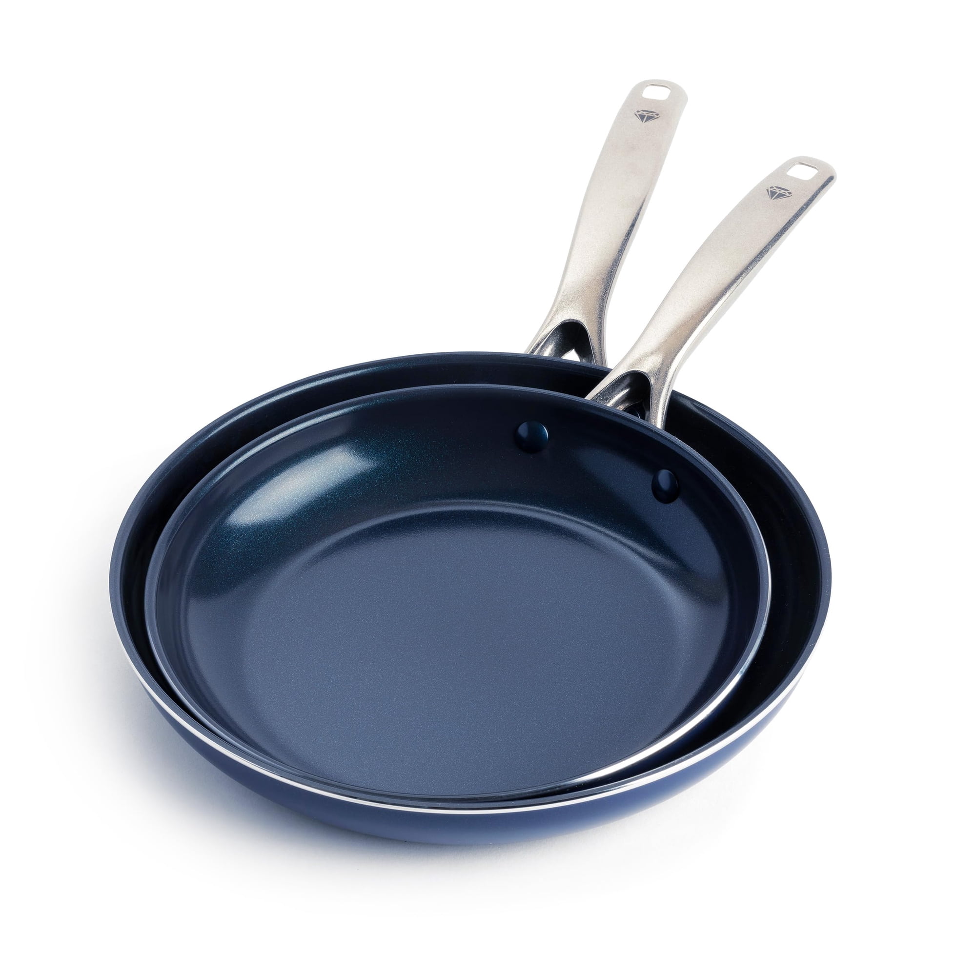 Blue Diamond - Juego De Sartenes De Cerámica Con Forma De Diamante Azul, 24 Cm Y 28 Cm