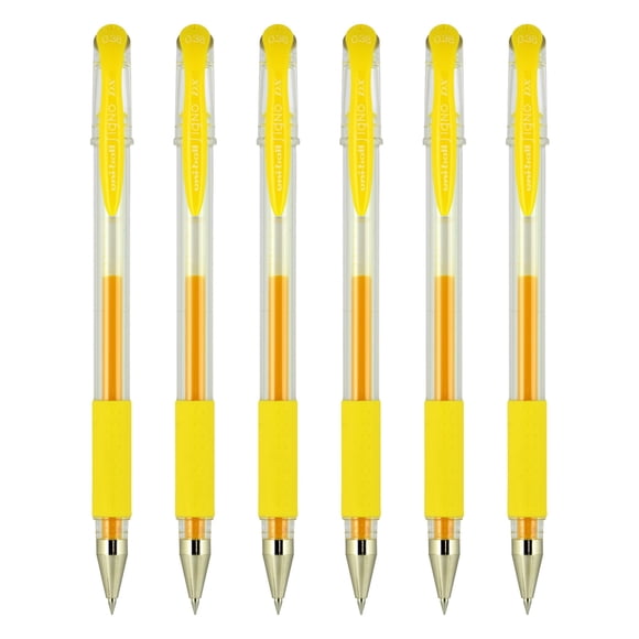 Bolígrafos de gel Uni-Ball Signo DX Ultra Micro Point, 0,38 mm, tinta amarilla