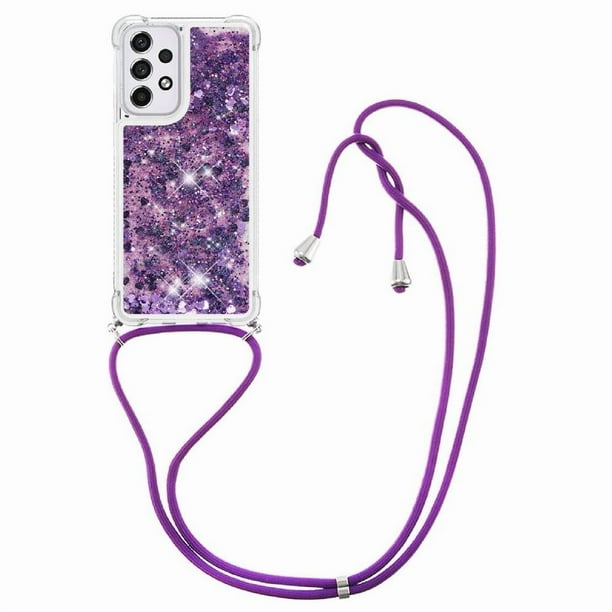 Funda FOXDOCK para Samsung Galaxy A33 5G con Cuerda Ajustable, Brillo Líquido, Protección Antigolpes y Lente – Ideal para Regalo