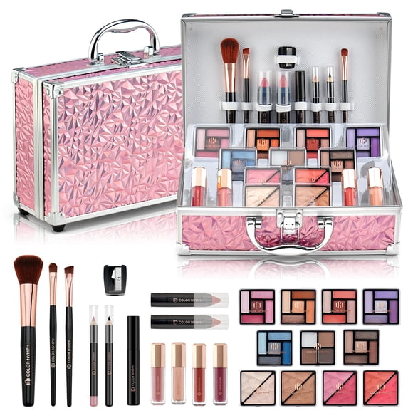 Kit de maquillaje Color Nymph Starter para preadolescentes con funda de tren rosa