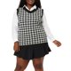 thumbnail image 1 of Agnes Orinda Conjuntos de Halloween para Mujeres Tallas Grandes Chalecos de Punto con Cuello en V de Pata de Gallo 4X Negro Blanco, 1 of 8