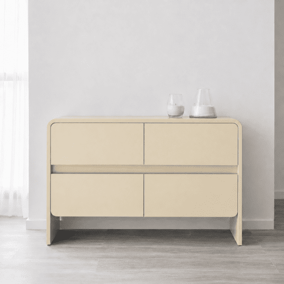 Cómoda "Volcán" 4 Cajones Mueble de Madera - Beige - 120x40x90 cm