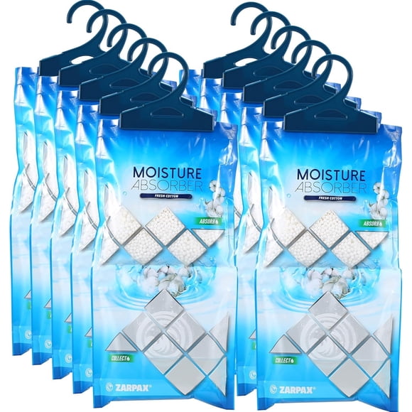 Absorbedor de humedad ZARPAX de algodón fresco colgante, 300 g, juego de 10
