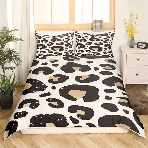 x543 Bed SheetsBrown Leopard Cheetah Printed Duvet Cover for Kids Teen Boys Girls Man Women Bedroom Decor Africa Wild Animal Theme Bedding Set 3-Piece Bedding Set (1 Duvet Cover + 2 Pillow Shams) nj54