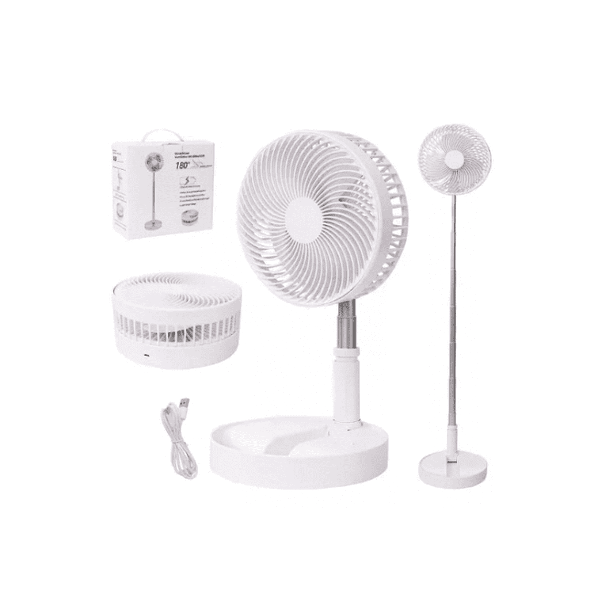 Ventilador Plegable Portátil Bienok Usb Recargable Blanc 3 Velocidades