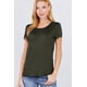 thumbnail image 2 of Saronite Camiseta Básica de Manga Corta con Cuello Redondo y Bolsillo, Color Oliva Quemado (para Mujer), 2 of 2