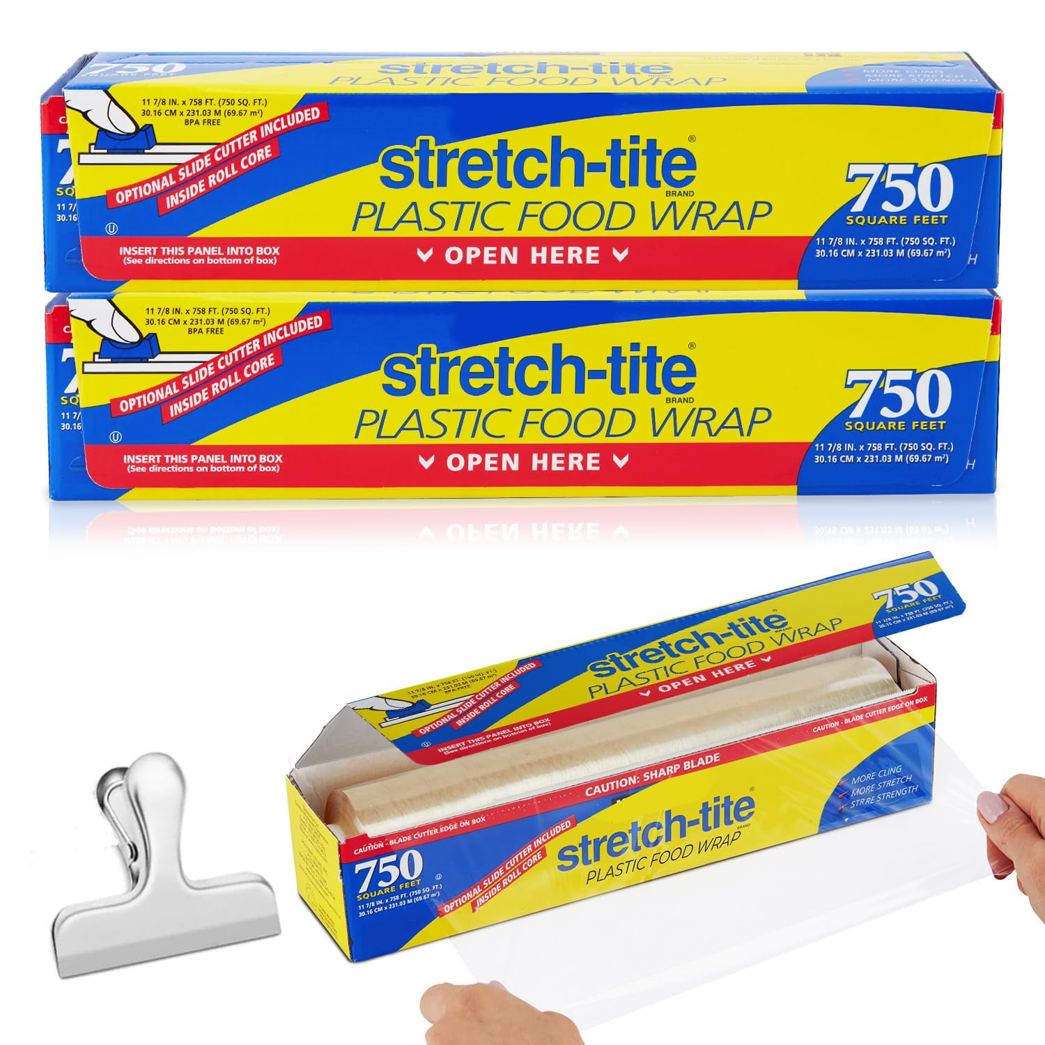 Kong - Envoltorio De Plástico Stretch Tite Para Alimentos De 750 Ml Con Cortador Deslizante, 2 Unidades