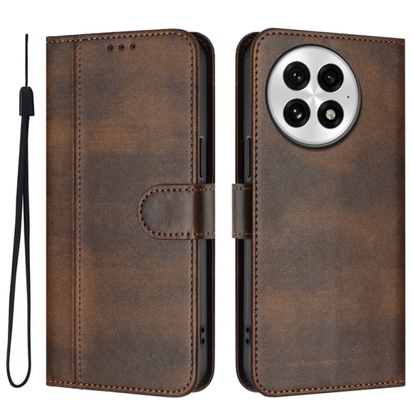 Funda Cartera para OnePlus 13 Protección 360° con Ranuras para Tarjetas y Soporte Marrón