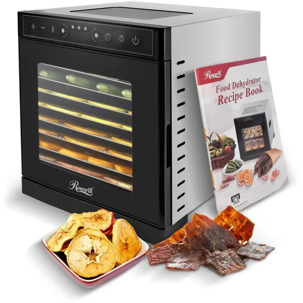 Deshidratador De Alimentos Rosewill 8 Bandejas 400W Temporizador 48H Control Temperatura 195F