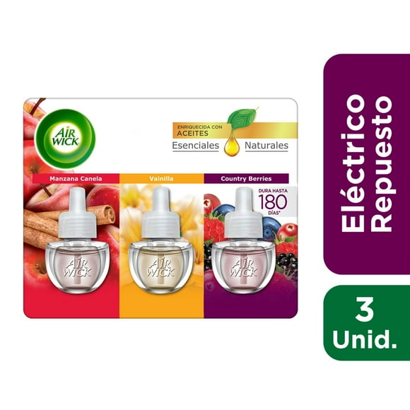 Desodorante Ambiental Kit Repuesto Eléctrico Aceite Manzana - Canela - Vainilla - Counrty Berries Blister