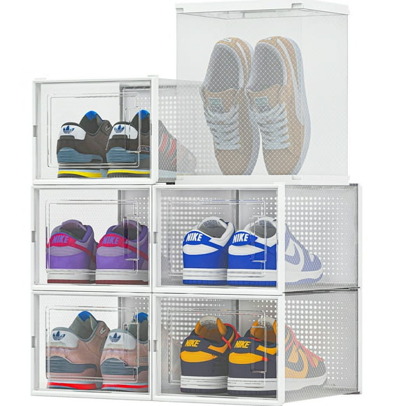 Pack 6 Cajas Organizadoras Zapatos Ropa Varios Apilables (L)
