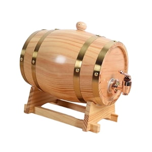 Magideal - -Barril De Vino Con Soporte, Barril De Vino, Contenedor De Almacenamiento, Barril De Vino De Madera, Dispensador De Barril De Whisky Para Cócteles, Vi 1L