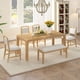 thumbnail image 2 of [Video Provided] TREXM Vintage Extendable Dining Table Set for 4-6 with 4 Upholstered Chairs and 1 Bench, Rustic Wire Brushed Kitchen Table Set with Curved Design for Dining Room and Kitchen (Natural), 2 of 3