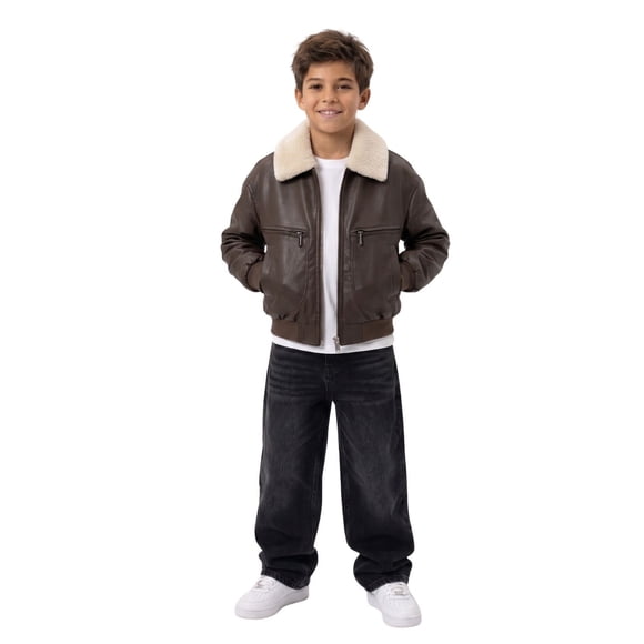 Chaqueta Oversize Caf Ecocuero Y Chiporro Calidad Premium