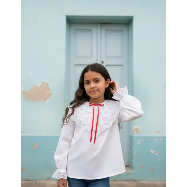 Blusa Traje Huasa Elegante Niña / Fiestas Patrias Talla 12