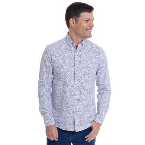 Kotting - Camisa Oxford Estampada Gris Claro Gris 6Xl