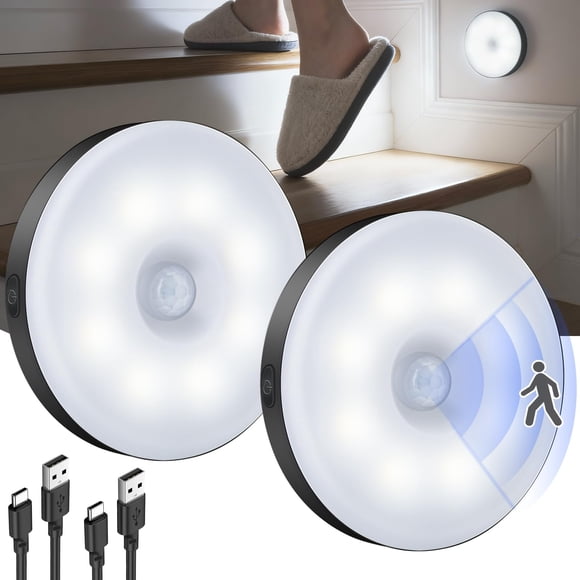 Luz nocturna DWEPTU con sensor de movimiento, recargable por USB-C, paquete de 2
