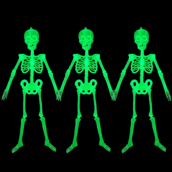 Decoraciones luminosas de esqueletos de Halloween, 150 cm, paquete de 3