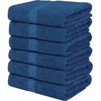 Juego De Toallas De Baño Utopia Towels, Paquete De 6, 100% Algodón Hilado En Anillos, Azul Marino