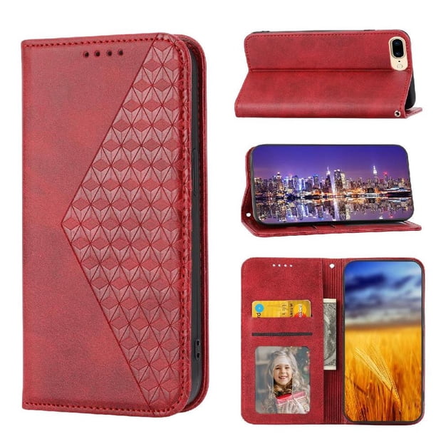 Funda Flip FOXDOCK para iPhone 6 , Estilo Billetera con Diseño Rombo, Correa de Mano y Soporte, Uso Diario