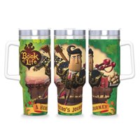 Desmarcar - El Libro De La Vida Vaso Aislado De Acero Inoxidable Con Asa, Diseño Temático, Regalo Para Familia, Amigos Y Fans; Incluye Pajita Y Encaja En El Portavasos Estándar, 40 Oz