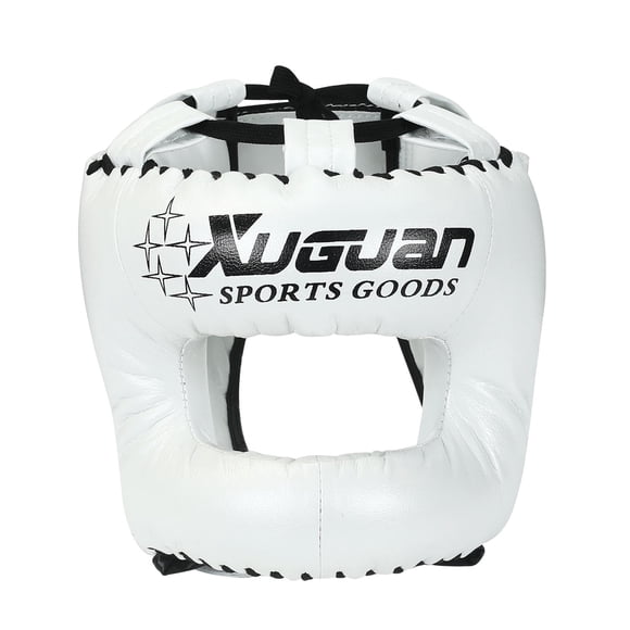 Casco De Boxeo Protección De Cabeza Acolchada Ajustable Para Sanda Karate Grappling S White