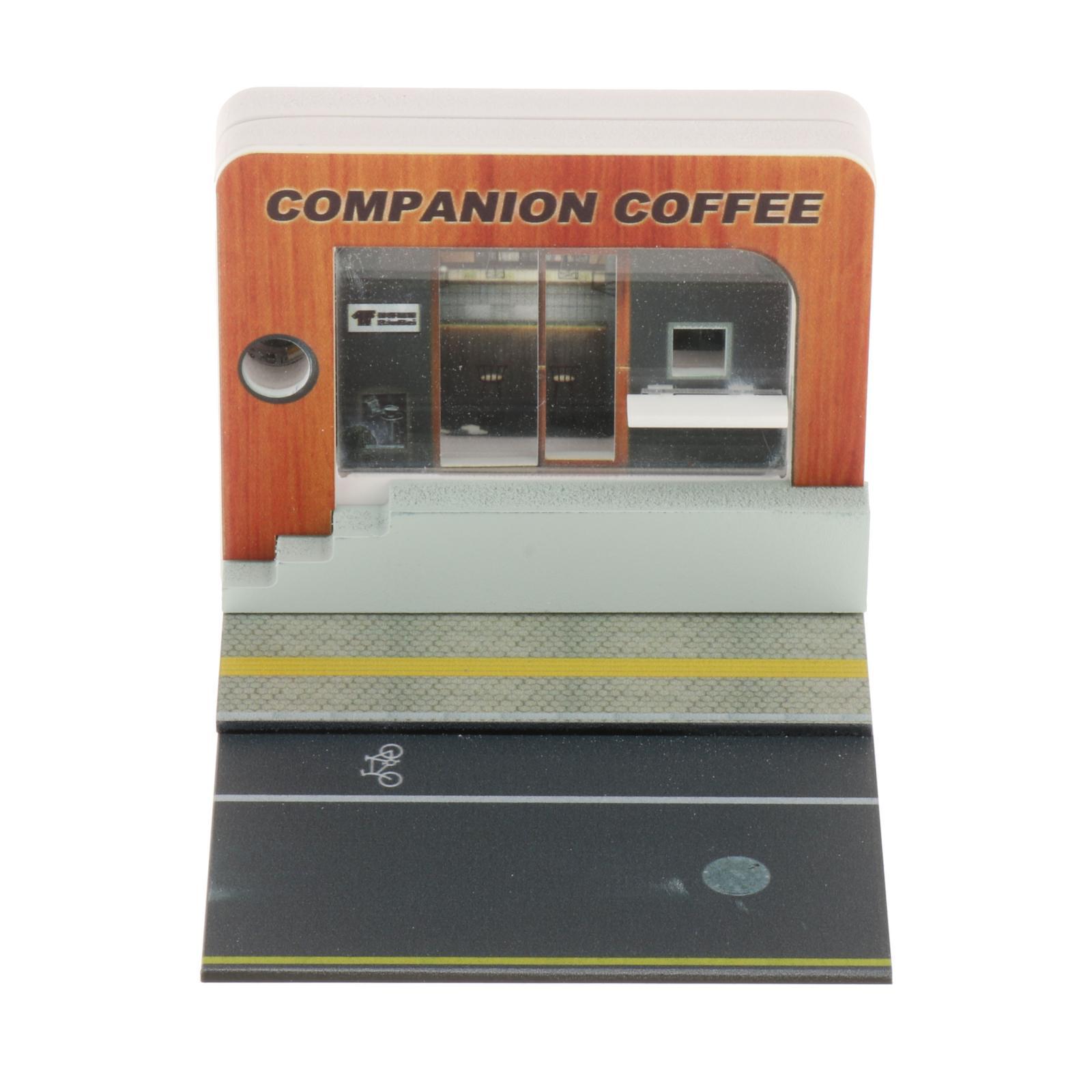 Magideal - Exhibición De Paisaje Diorama Para Decoración De Fondo De Coche Modelo 1/64 Con Modelos De Luz, Paisaje Para Exhibición De Coches Modelo Para Regalos Café