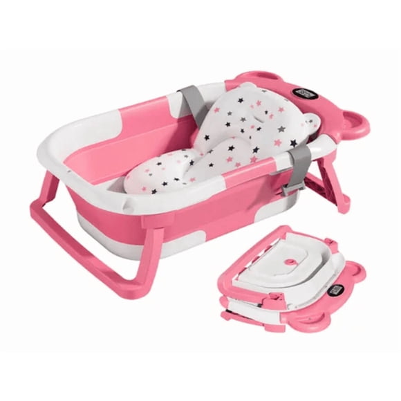 Bañera Tina Baño Bebe Plegable Portátil Con Cojín Termometro