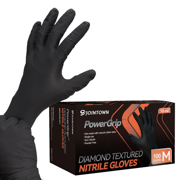 Guantes Jointown de nitrilo negro de alta resistencia, 10 mil, talla M, 100 unidades