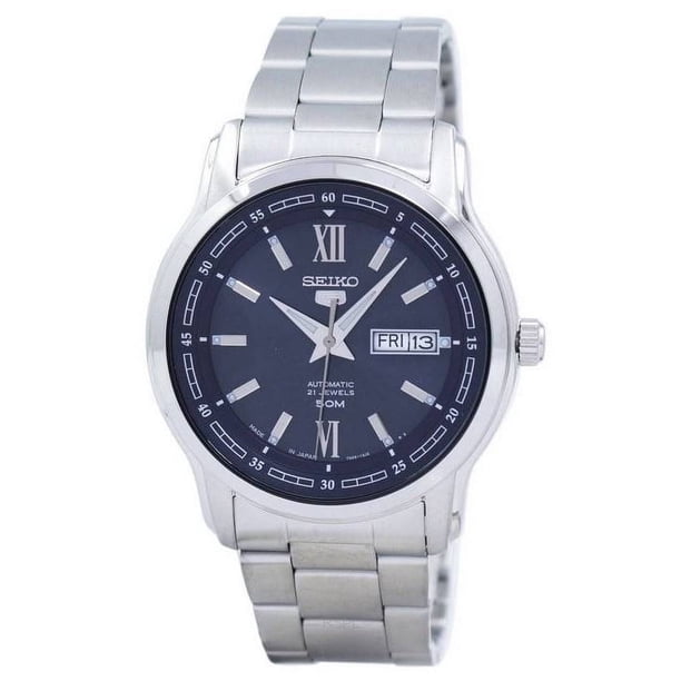 Reloj Seiko 5 Automatic con esfera azul y correa de acero inoxidable para hombre SNKP17J1