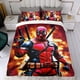 thumbnail image 4 of Deadpool Dead Pool Conjunto de sábanas temático, trío de piezas, cómodo y amigable con la piel, diseño único, regalo de decoración para el hogar para familiares, amigos y fans,140cm *210cm, 4 of 6