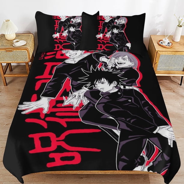 Jujutsu Kaisen Bedding Set Duvet Cover Comfortable and Lightweight Cartoon Bedding 3 Piece Bed Set