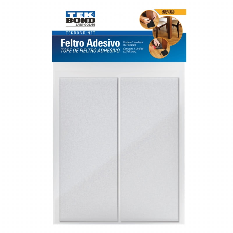 Fieltros Adhesivos Rectangular 127x51mm Blanco 2un. - Tekbond