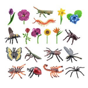 Magideal - 20X Figuras De Juguetes Realistas Modelo Floral Pvc Surtido De Figuras De Juguetes Para La Escuela Fiesta De Navidad Favor Niños Pequeños Niñ