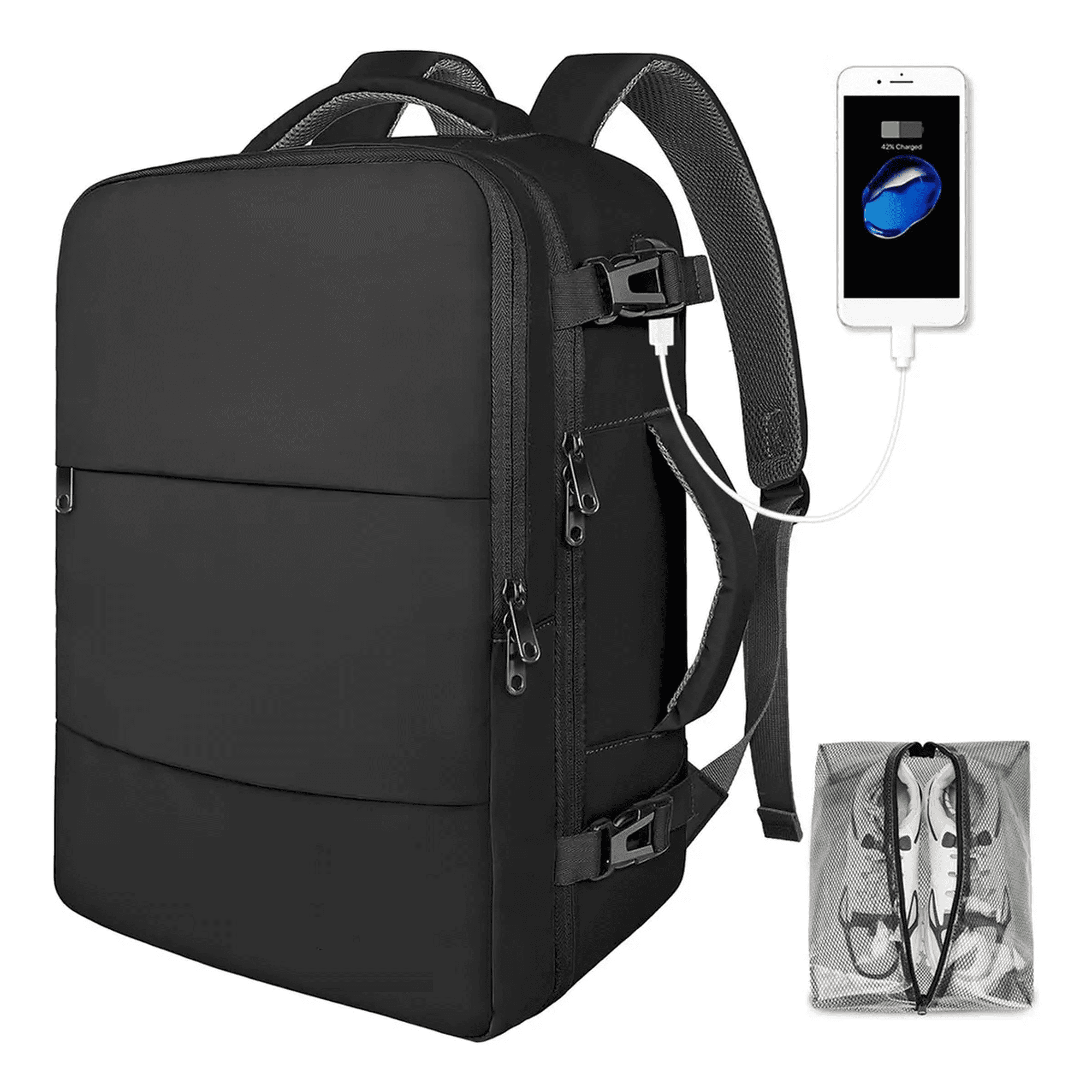 Mochila De Viaje Belug Mujer Mochila Para Laptop 15.6 Pulgadas Negra